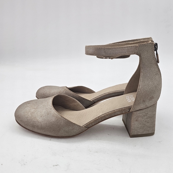 Eileen Fisher Indi Pump Heel Metallic Platinum Nubuck Leather –Size 8.5 - Picture 2 of 10